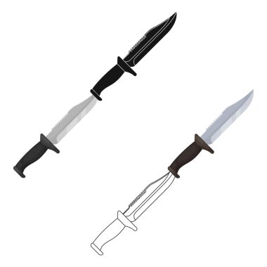 Askeri bıçak. Cinayet için bıçak. Suçluların silahları. Karikatür hapishane tek simge, siyah tarzı vektör sembolü stok illüstrasyon.