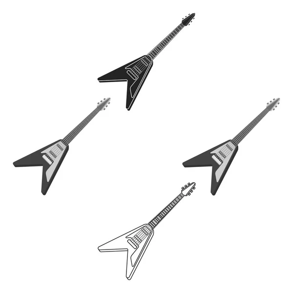 Ícone de guitarra elétrica em desenho animado, estilo preto isolado no fundo branco. Instrumentos musicais símbolo estoque vetor ilustração —  Vetores de Stock