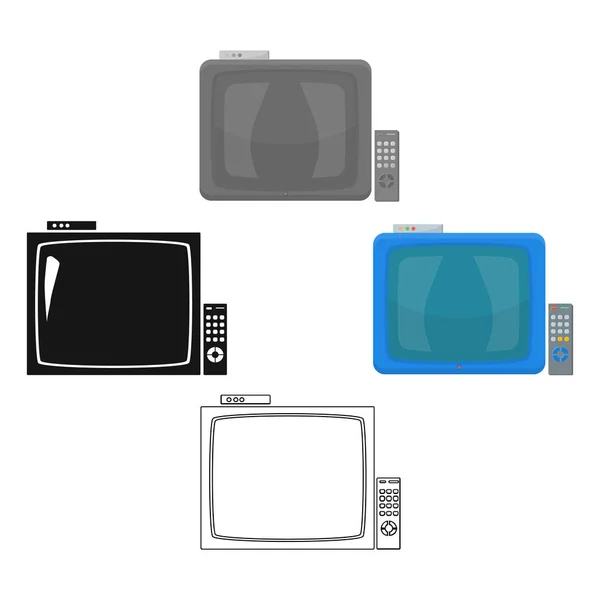 Pub icône de la télévision dans le dessin animé, style noir isolé sur fond blanc. Pub symbole illustration vectorielle de stock . — Image vectorielle