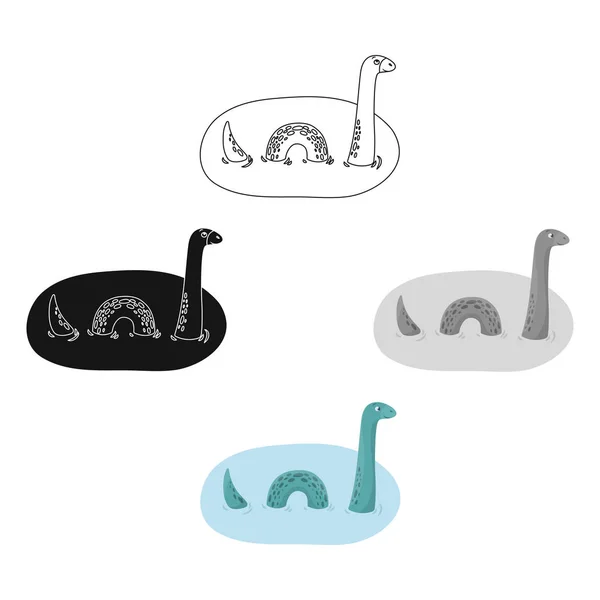 尼斯湖怪物图标在卡通，黑色风格孤立在白色背景。苏格兰国家符号库存矢量插图. — 图库矢量图片