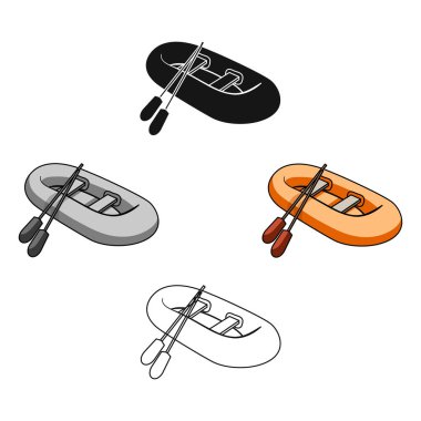 Orange rubber lifeboat.The boat, which weighs on the sides of large boats for the rescue.Ship and water transport single icon in cartoon,black style vector symbol stock illustration. clipart
