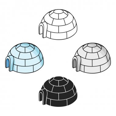 Karikatür Igloo simgesi, siyah tarzı beyaz arka plan üzerinde izole. Kayak merkezi sembolü stok vektör illüstrasyon.