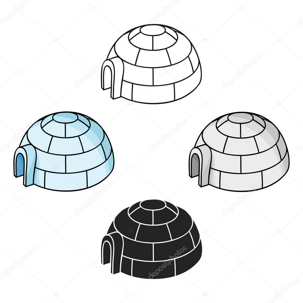 Igloo icon in cartoon,black style isolated on white background. Ski resort symbol vector illustration.
