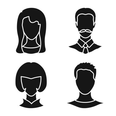 Karakter ve profil işaretivektör tasarımı. Karakter ve kukla stok vektör illüstrasyon koleksiyonu.