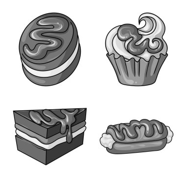 Tatlı ve karamel simgesinin vektör tasarımı. Tatlı ve mutfak stok vektör çizim koleksiyonu.