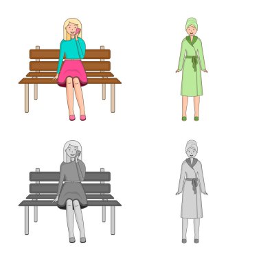 Duruş ve ruh hali işareti vektör tasarımı. Duruş ve kadın hisse senedi vektör çizim koleksiyonu.