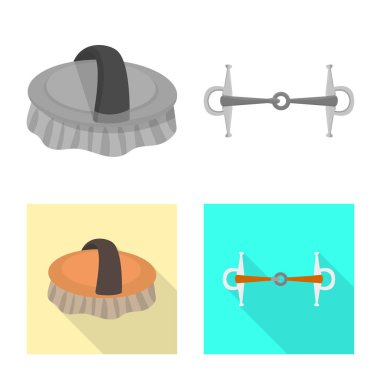 Ekipman ve binicilik simge vektör tasarımı. Ekipman ve rekabet stok vektör çizim seti.