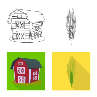 Tarım ve tarım logo vektör tasarımı. Tarım ve bitki hisse senedi vektör çizim seti.