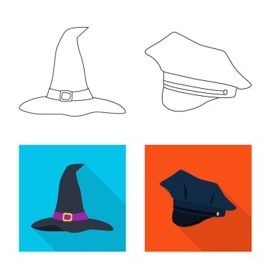 Giyim ve kap simge vektör Illustration. Giyim ve hisse senedi için bere vektör simge koleksiyonu.