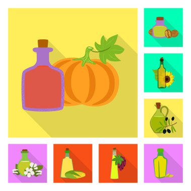 Şişe ve cam işareti izole nesne. Web için şişe ve tarım stok sembolü seti.