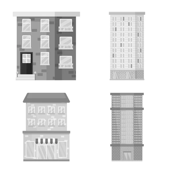 Vektor-Illustration von Bau und Stadtsymbol. Sammlung von Konstruktions- und Centerstock-Vektorillustrationen. — Stockvektor