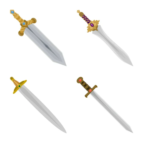 Vector design of sword  and dagger  icon. Collection of sword  and weapon vector icon for stock. — Stock Vector
