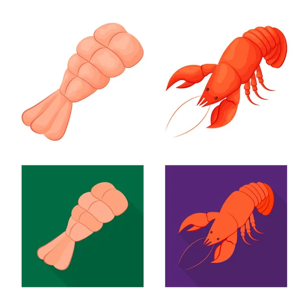 Illustration vectorielle de l'apéritif et logo de l'océan. Collection d'amuse-gueule et de délicatesse symbole stock pour le web . — Image vectorielle