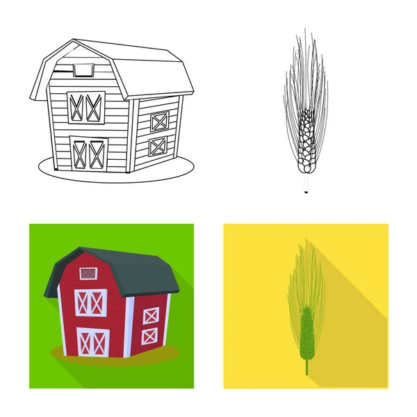 Conception vectorielle du logo agricole et agricole. Ensemble d'illustration vectorielle de l'agriculture et du matériel végétal . — Image vectorielle