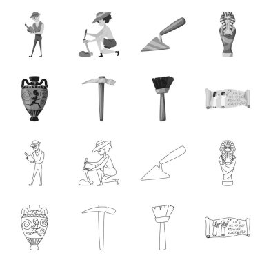 Hikaye ve öğeler logo vektör tasarımı. Hikaye ve öznitelikleri koleksiyonu stok web simgesi.