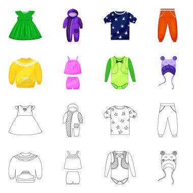 Moda ve giysi sembolü yalıtılmış nesne. Moda ve pamuk stok vektör çizim seti.