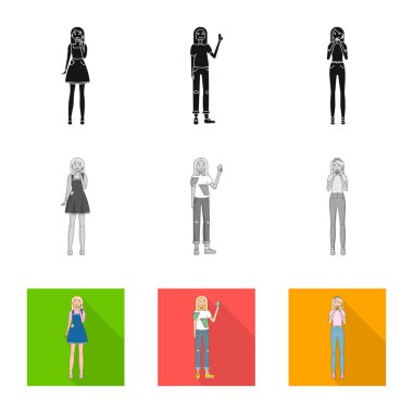 Duruş ve ruh kutsal kişilerin resmi yalıtılmış nesne. Duruş ve kadın hisse senedi vektör çizim.