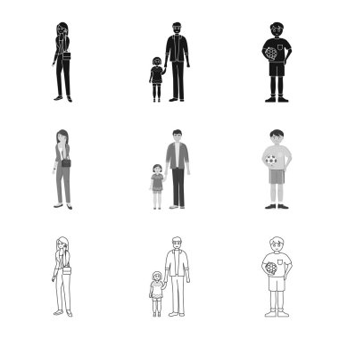 Karakter ve avatar simge vektör Illustration. Web için karakter ve portre hisse senedi simgesi kümesi.