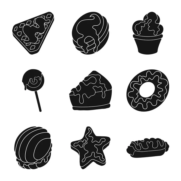 Vektorová design ikony sladkost a výrobků. Sladkosti a sladké vektorové ilustrace. — Stockový vektor