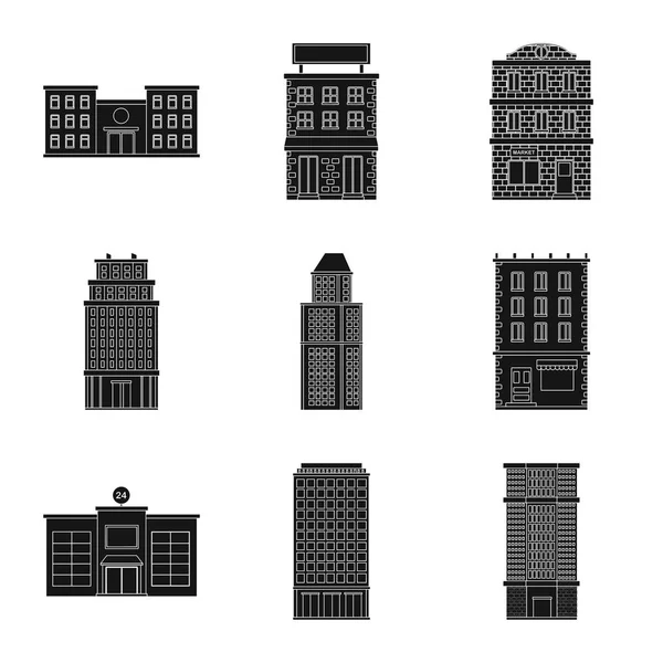 Vektor-Illustration von modernen und Immobilien-Symbol. Sammlung moderner und Gebäude-Bestandsvektor-Illustrationen. — Stockvektor