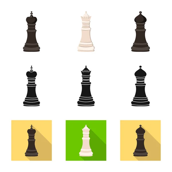 Vektorillustration von Schachmatt und dünnem Symbol. Sammlung von Schachmatt und Zielvektorsymbol für Aktien. — Stockvektor
