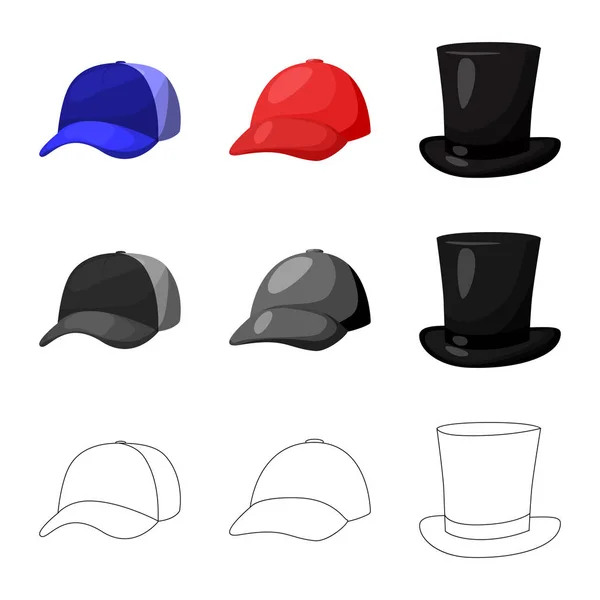 Conception vectorielle de vêtements et de casquette signe. Ensemble d'illustrations vectorielles de vêtements et de bérets . — Image vectorielle