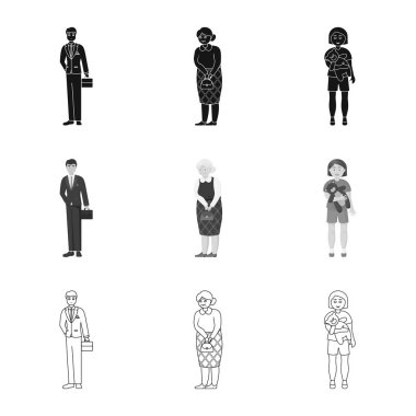 Karakter ve avatar logo yalıtılmış nesne. Web için karakter ve portre hisse senedi simgesi kümesi.