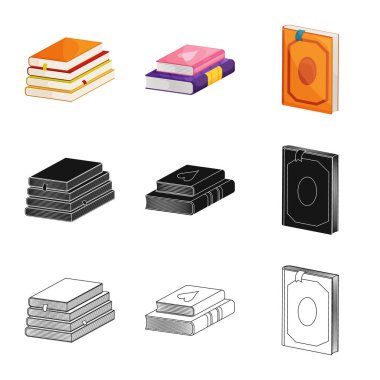 Eğitim ve kapak logosu yalıtılmış nesne. Eğitim ve kitabevi hisse senedi vektör çizim koleksiyonu.