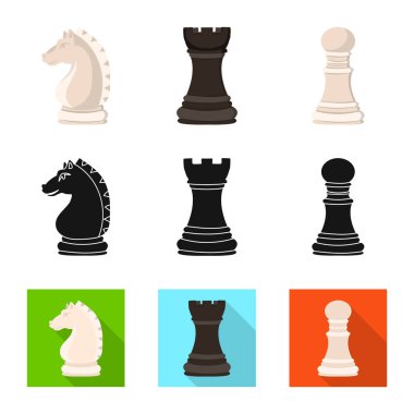 Şah mat ve ince logo vektör çizimi. Hisse senedi için Şah mat ve hedef vektör simge kümesi.