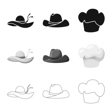 Giyim ve kap logo vektör Illustration. Giyim ve hisse senedi için bere vektör simge kümesi.