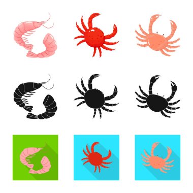 Taze ve restoran simge vektör Illustration. Taze ve deniz hisse senedi vektör çizim topluluğu.