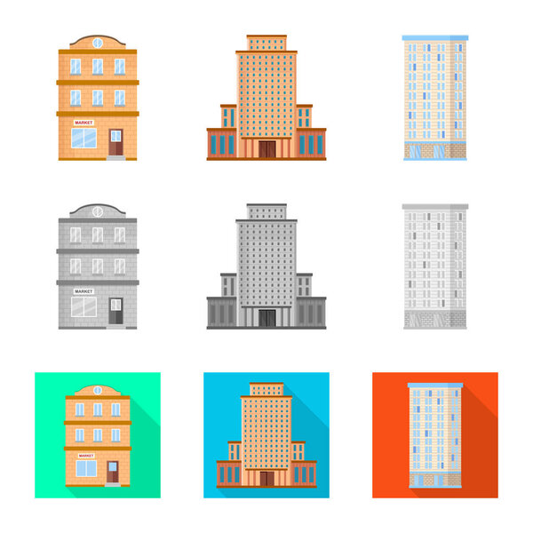 Isolated object of municipal and center logo. Collection of municipal and estate   stock vector illustration.