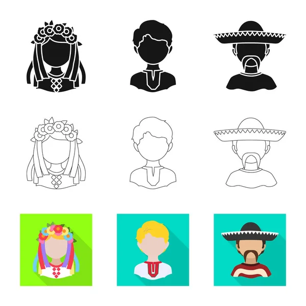 Ilustración vectorial de imitador y signo residente. Colección de imitador y símbolo de stock cultural para web . — Archivo Imágenes Vectoriales