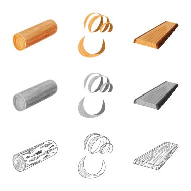 Ağaç ve ham simge vektör tasarımı. Hisse senedi için ağaç ve inşaat vektör simge kümesi.