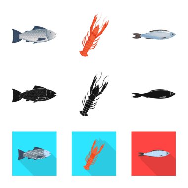 Taze ve restoran logo vektör Illustration. Hisse senedi için taze ve deniz vektör simge topluluğu.