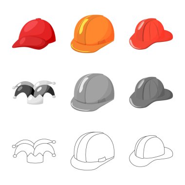 Giyim ve kap simgesi yalıtılmış nesne. Giyim ve hisse senedi için bere vektör simge koleksiyonu.