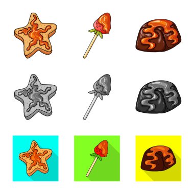 Şekerlemeler ve mutfak simge vektör tasarımı. Şekerleme ve ürün hisse senedi simgesi için web topluluğu.