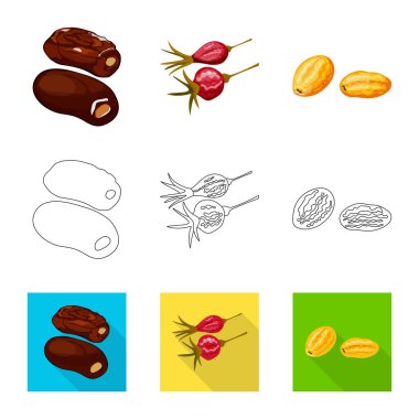 Gıda ve ham logo yalıtılmış nesne. Gıda ve doğa hisse senedi vektör çizim seti.