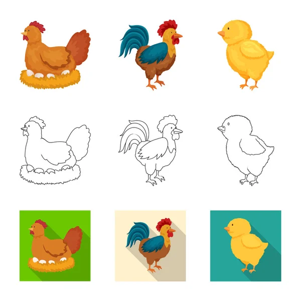 Illustration vectorielle de l'élevage et symbole de cuisine. Ensemble de symbole de l'élevage et du stock biologique pour la toile . — Image vectorielle