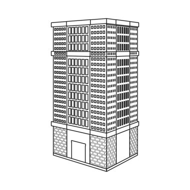Ev ve gökdelen logosu izole nesne. Ev ve kentsel stok vektör illüstrasyon koleksiyonu.