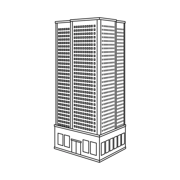Vektor design av skyskrapa och hussymbol. Uppsättning av skyskrapa och bostads-vektor symbol för lagerför. — Stock vektor