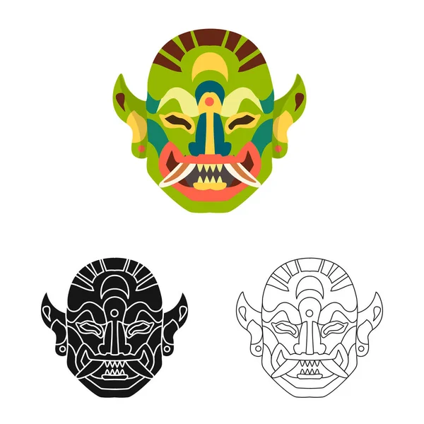 マスクとインドネシアの記号のベクトルデザイン。マスクとエスニックストックベクトルイラストのコレクション. — ストックベクタ