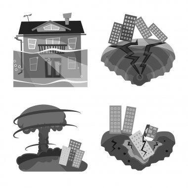 Doğa ve kıyamet simge vektör Illustration. Doğa ve çevre hisse senedi vektör çizim seti.