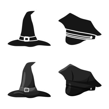 Giyim ve kap simge vektör tasarımı. Giyim ve bere hisse senedi vektör çizim.