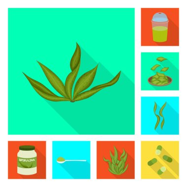 Protein ve deniz işareti vektör Illustration. Protein ve hisse senedi için doğal vektör simge kümesi.