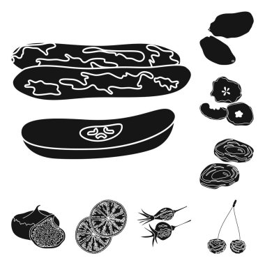 Vitamin ve doğa sembolünün izole nesne. Stok için vitamin ve kurutulmuş vektör simgesi koleksiyonu.