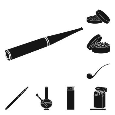 Anti ve alışkanlık sembolü izole nesne. Stok için anti ve tütün vektör simgesi kümesi.