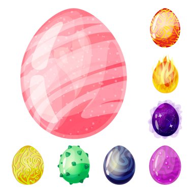 Dinozor ve sihirli logo vektör tasarımı. Stok için dinozor ve fantezi vektör simgesi seti.