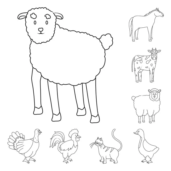 Illustrazione vettoriale di simboli fatti in casa e di campagna. Set di icone vettoriali fatte in casa e agricoltura per magazzino . — Vettoriale Stock