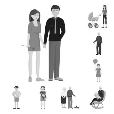 Yüz ve portre işareti izole nesne. Web için yüz ve mutlu stok sembolü seti.